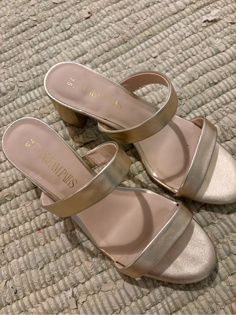 Dream Pairs Gold Double-Strap Block Heel Sandal - Women's Size 7.5